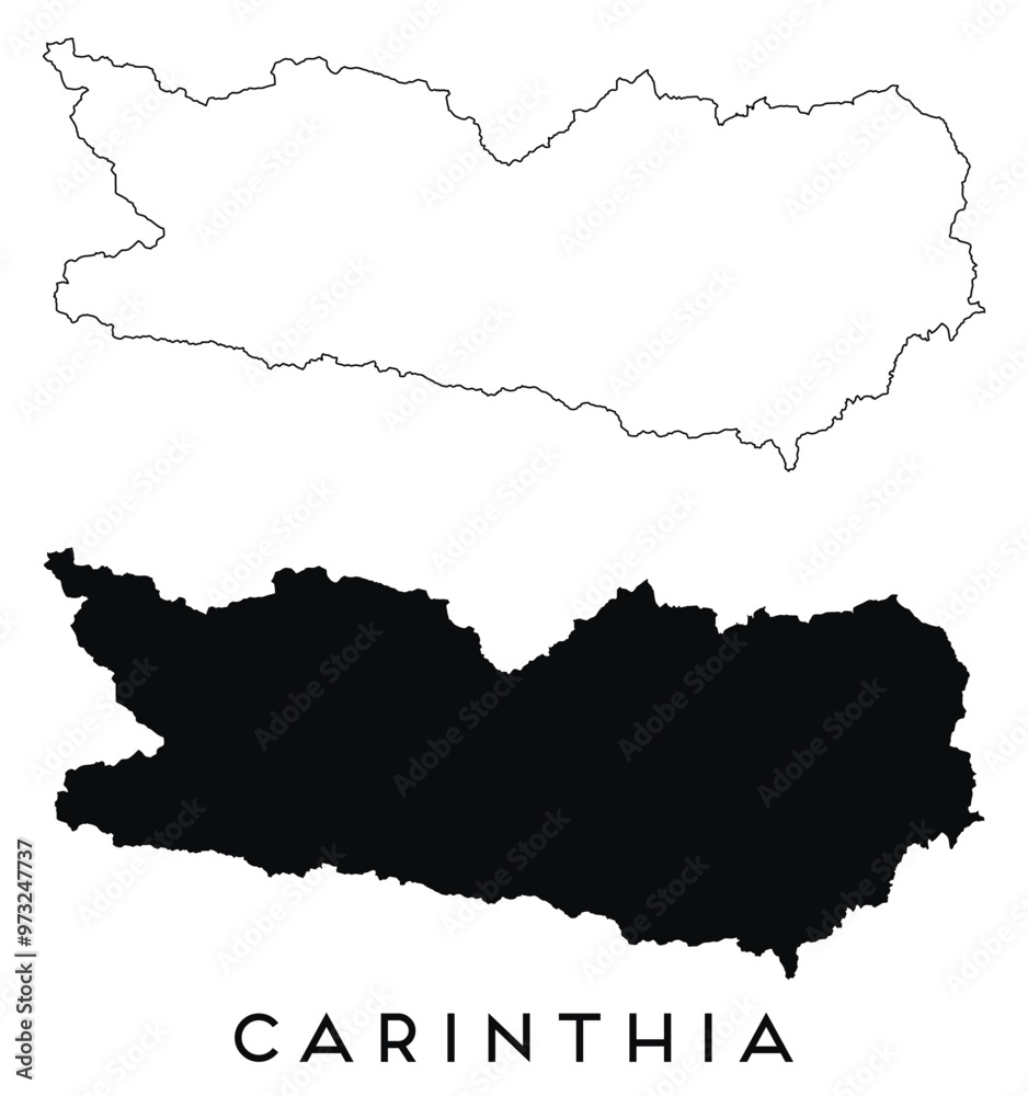 Poster carinthia map outline and black silhouette vector