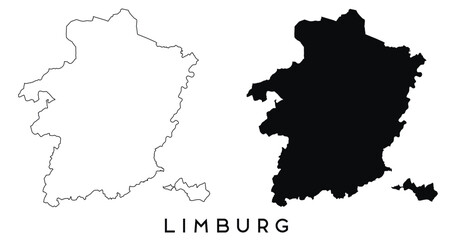 Limburg map outline and black silhouette vector