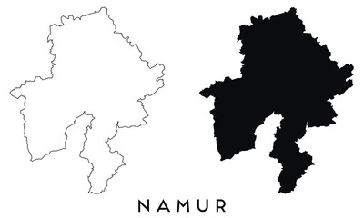 Namur map outline and black silhouette vector