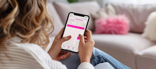 Digital Calendar App Reminder for Mammogram Appointment with Bright Pink Accents