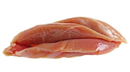 Raw meat photographed in a close-up shot on a white background, suitable for use in food or cooking-related contexts
