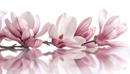 Obraz premium makeup cosmetics and magnolia flowers on table background