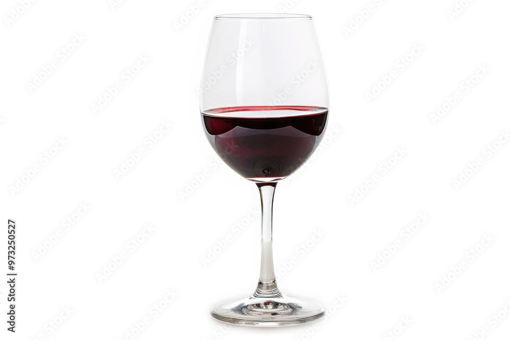 Poster a glass of red wine sits on a clean and minimalist white background, perfect for use in food and bev