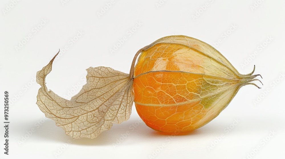 Poster a single fruit sits on a clean and minimalist white surface, ideal for showcasing its texture and co