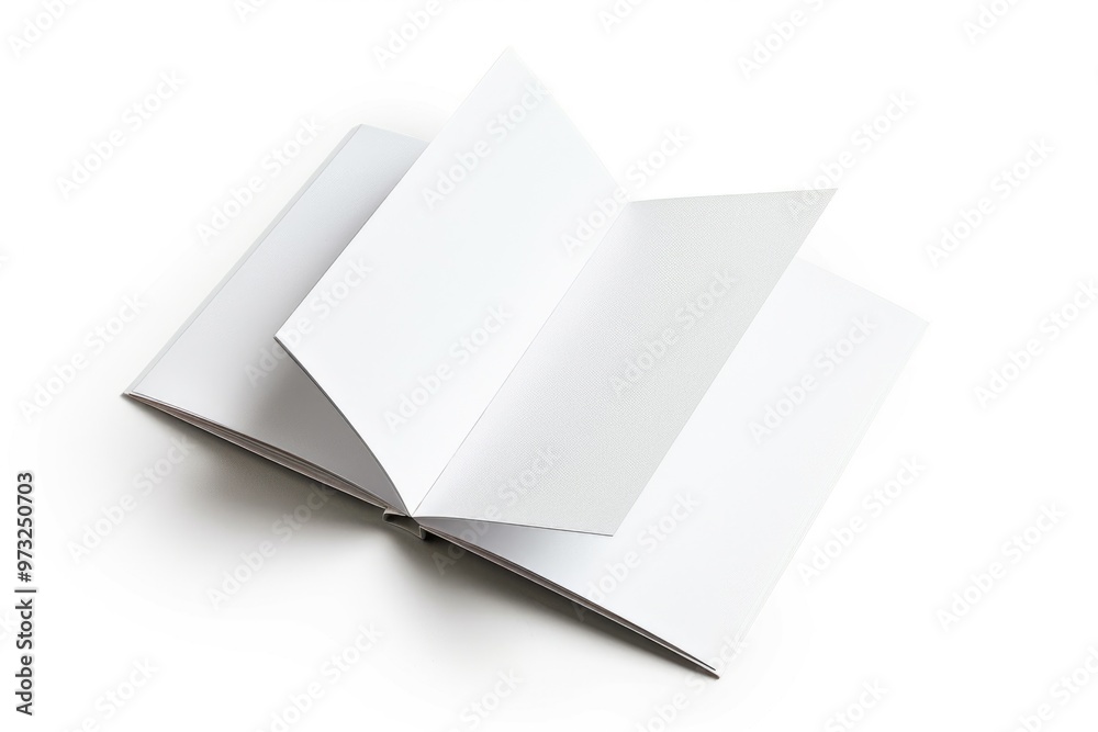 Aufkleber a single open book lying on a white surface, ready to be read