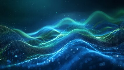 Futuristic Digital Waves with Data Flow