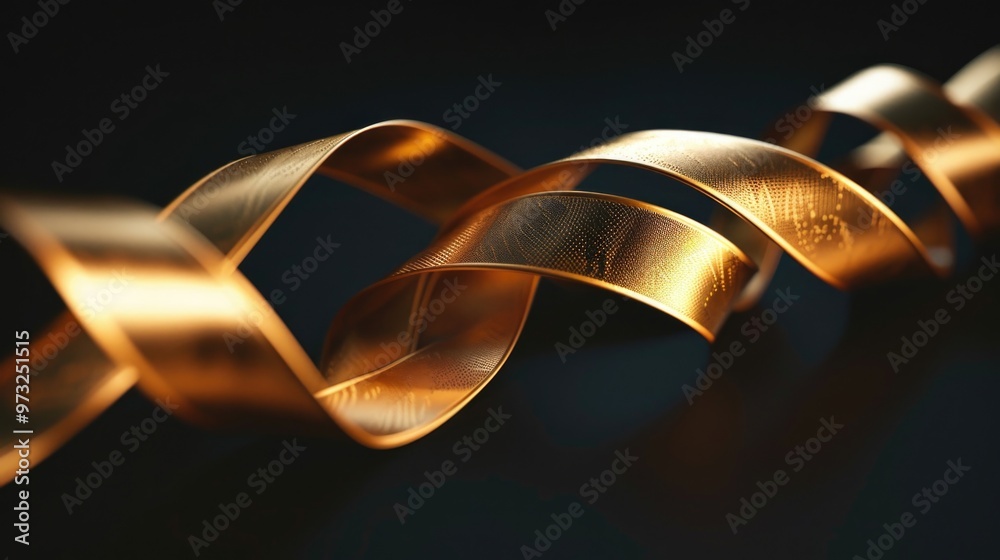 Aufkleber a close up shot of a golden ribbon on a black background, perfect for highlighting details or adding