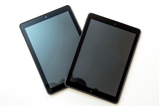 Two black tablets sit together on a surface