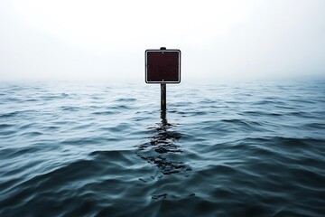 A flooded road sign serves as a stark reminder of rising sea levels.