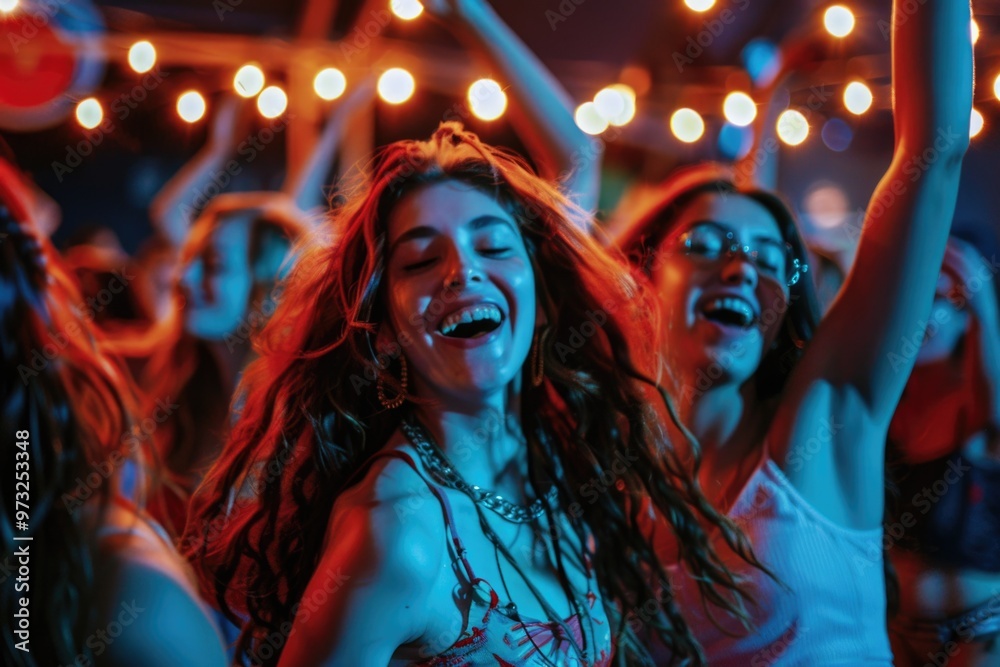 Poster Group of women enjoying themselves at a lively party