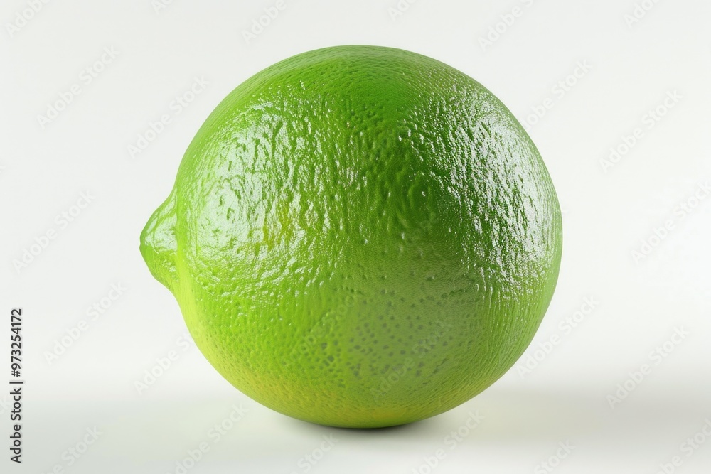 Poster a close-up shot of a lime on a white background, ready for use in food or design images