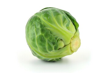 Obraz premium A close-up shot of a fresh head of cabbage on a white surface