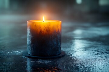 A single candle flickers in a cold, dark room, a symbol of hope after devastation.