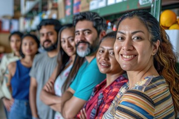 Fototapeta premium A group of people standing next to each other in a casual setting