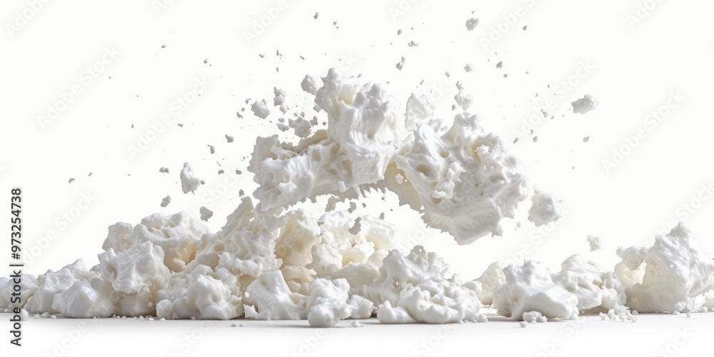Poster A pile of white cotton fabric lies flat on a white surface, perfect for use as a prop or background element in various photography projects