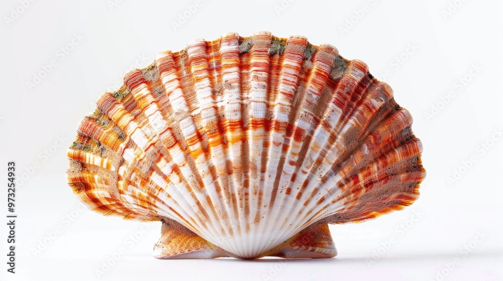 Poster close-up view of a shell on a white background, perfect for decorative or scientific use
