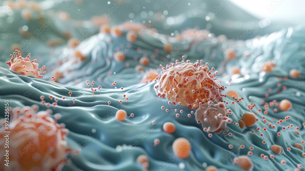 Poster Detailed 3D rendering of skin structure layer highlighting microstructure Close-up photo with clean background