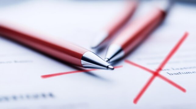 Close-up of crossed-out sections in a legal document, negotiation terms, contract revision