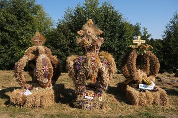 Harvest wreaths on Pomeranian harvest festival 