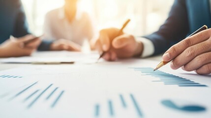 Financial expert showing cost projections to a business team, negotiation terms, financial forecasting
