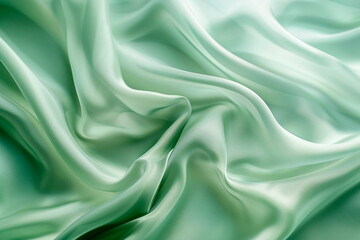 Obraz premium Soft flowing mint green fabric with smooth, delicate folds, creating an elegant and serene texture that evokes a sense of luxury and calmness