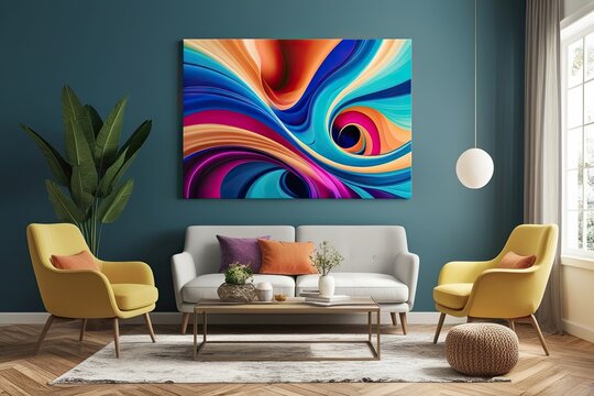 Vibrant Abstract Indoor Wall Art with Dreamlike Flowing Designs