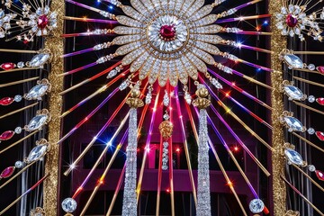 Glistening Jeweled Facade with Vivid Radiance and Sparkle