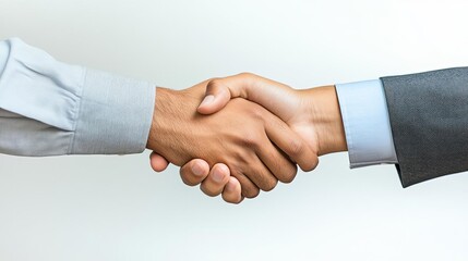 Two negotiators shaking hands over a revised agreement, negotiation terms, amicable resolution