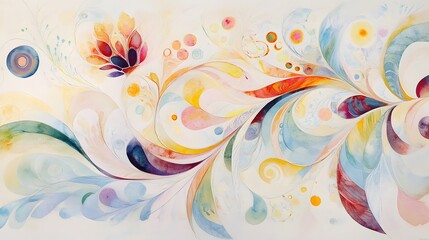 Whimsical swirls in watercolor symphony: a dance of hues and fluidity. 
