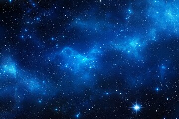 Fototapeta premium Cosmic Blue: A Starry Night Sky is a captivating image of a dark blue sky with scattered stars and nebulae, evoking a sense of wonder, mystery, and the vastness of space.