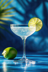 Margarita cocktail in a glass with lime