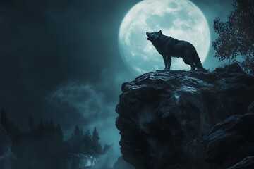 wolf howling at night