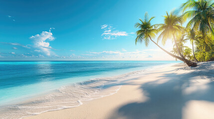 Obraz premium A tropical summer resort beach scene featuring clear blue seas