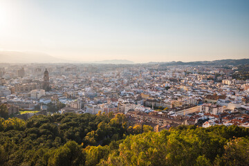 Sunset view of Malaga in Spain