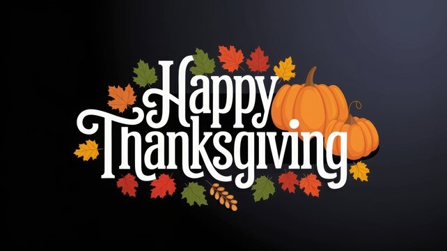 Happy thanksgiving day background with lettering and illustrations.
