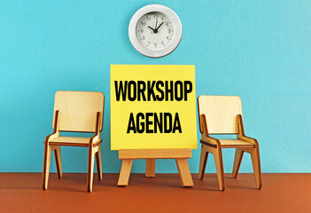 Workshop agenda is shown using the text on the board