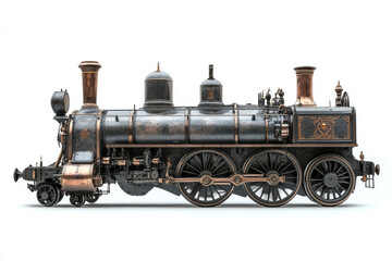 Fototapeta premium A vintage steam locomotive isolated on a white background