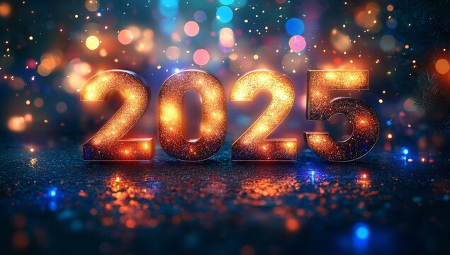 Frohes Neues Jahr, Feiern, Silvester, Sylvester, 2025 Farben, Hintergrund. Karte Design. Glitter Licht, Luxus, Premium
