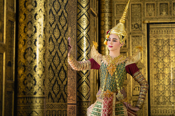 Pantomime (Khon) is traditional Thai classic masked play enacting scenes from the Ramayana with a...