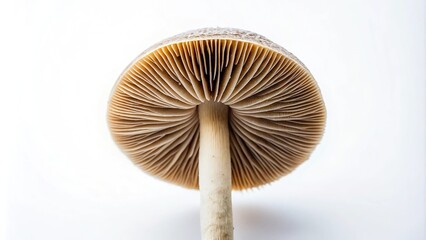Close-up of asymmetrical spore print of mushroom on white background
