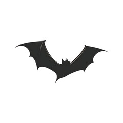 A simple, black silhouette of a bat in flight, Transparent background,  Perfect for Halloween or spooky designs.
