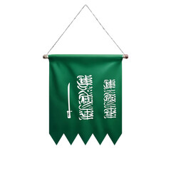 Saudi Arabian Flag with Zigzag Edges on Transparent Background