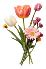 Fototapeta premium PNG Colorful spring bouquet with tulips and daisies