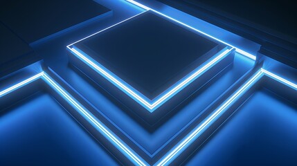 Neon-Outlined Square Podium &ndash; Modern Top-Down 3D Design