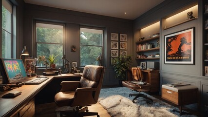 Amazing home office for art designer