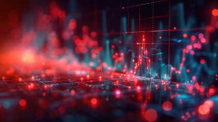 a Red line arrows 3D attack,crash, a stock chart billboard, damaged