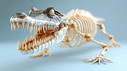 Fototapeta premium Detailed Skeleton of a Prehistoric Reptile Fossil Uncovered in Nature