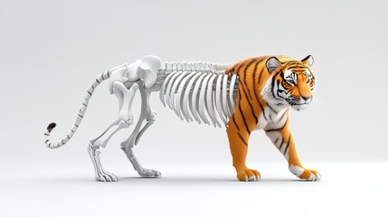 Naklejka premium Skeletal Tiger Showcasing Endangered Species Anatomy