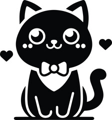 Cute Black Cat: A lovable black cat with striking eyes and a playful demeanor, perfect for adding a touch of charm and elegance to any project.