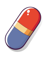 Pill blue and red color icon isolated on white background. Vector illustration.